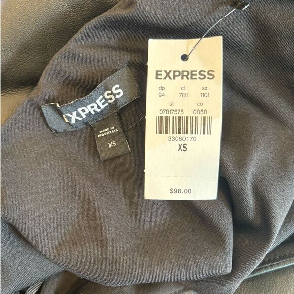 Express Black Leather Dress One Shoulder Mini Dress Size XS - Picture 6 of 6